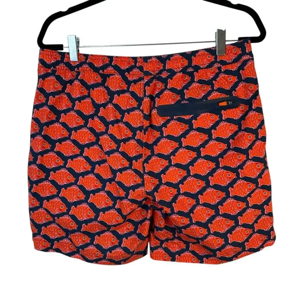 Swims Nuotare Swim Shorts Fish Print Ensign Blue Size Medium Drawstring Lined